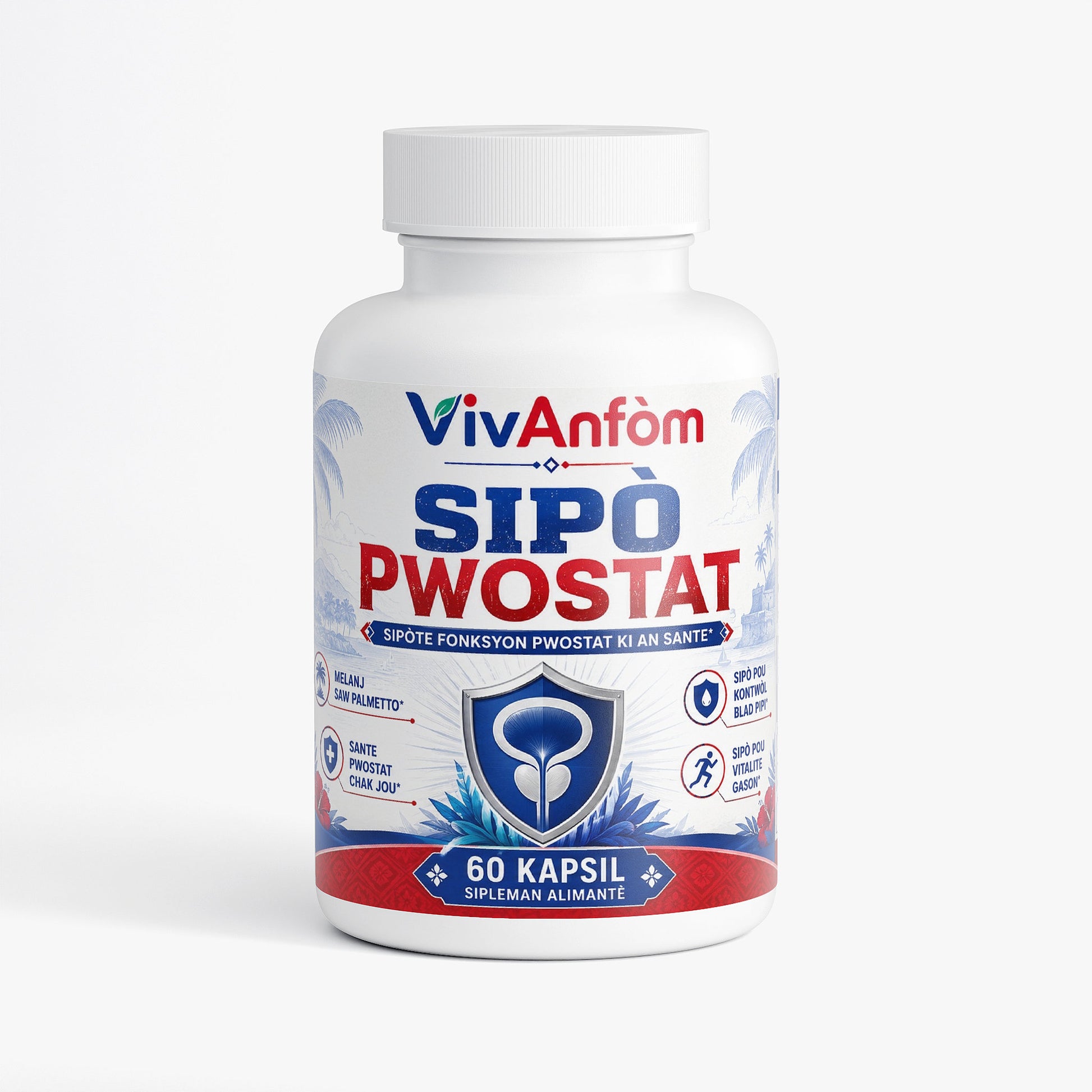 VivAnfom Sipo Pwostat supplement bottle on a white background